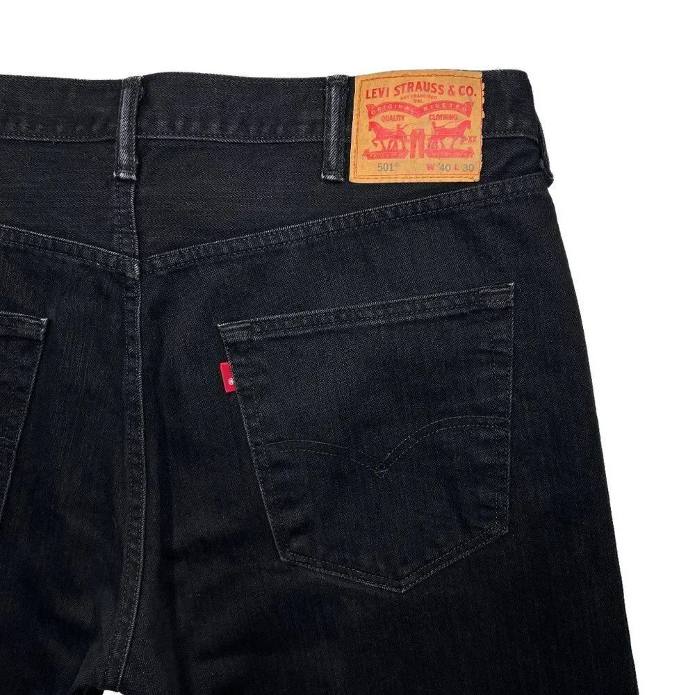 Levi's 501 Jeans Men's Size 40 Black Original‎ Fit Button Fly Classic Denim